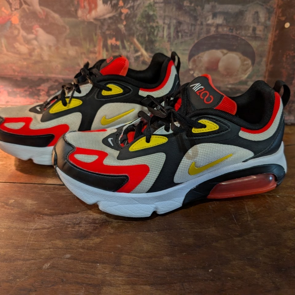 Nike Kids Sneakers in Red, Yellow, and Black